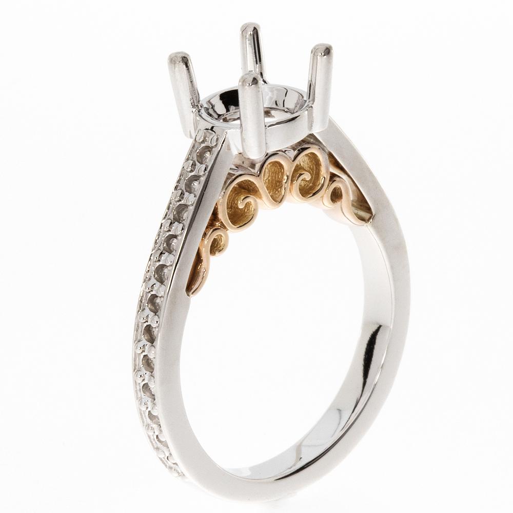 View FOUR PRONG SOLITAIRE WITH SCROLL UNDER GALLERY