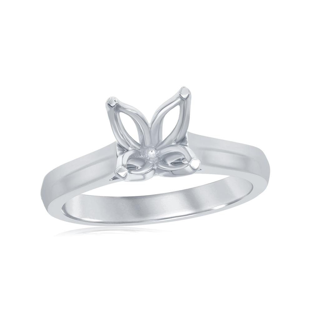 View LEAF MOTIF SOLITAIRE WITH A HALF ROUND SHANK