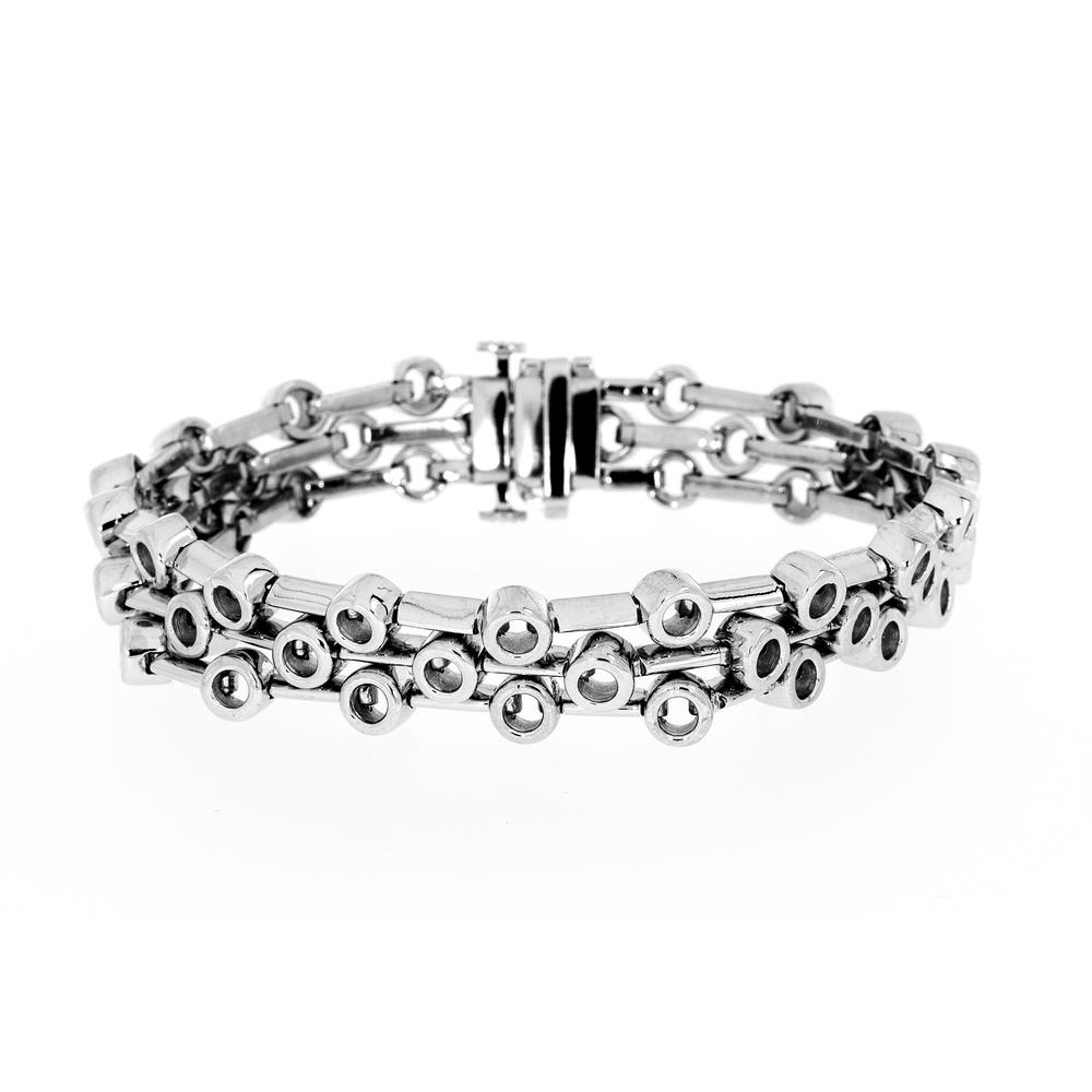 View THREE ROW BEZEL BAR BRACELET